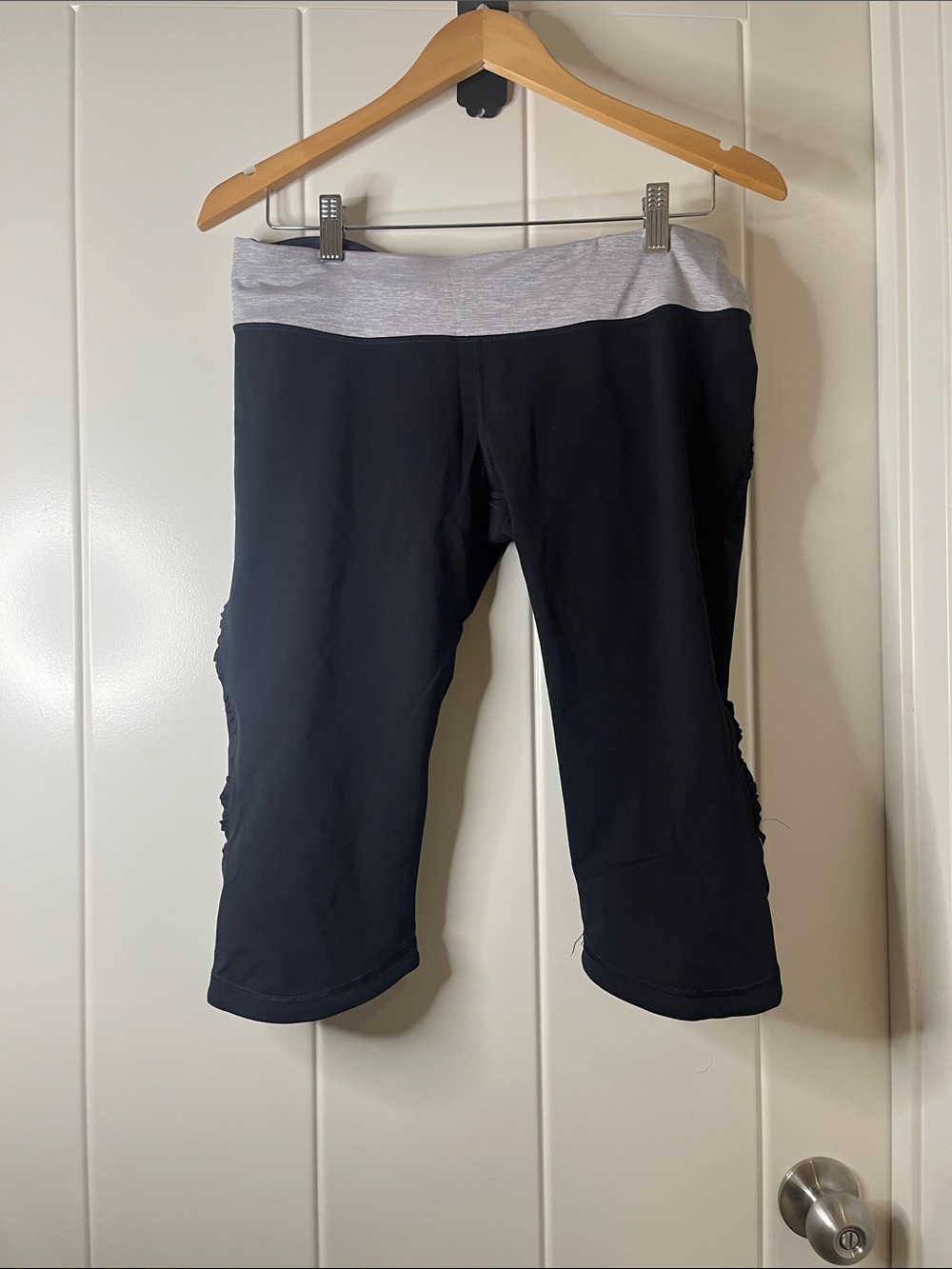 lululemon athletica Black Capri Leggings with Gray Waistband